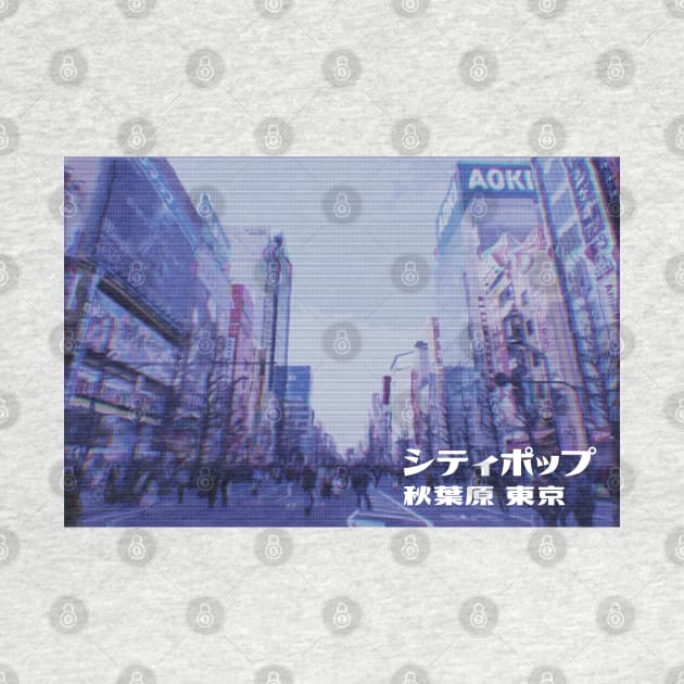 Japanese city pop art  series 2 - Akihabara Tokyo Japan in - retro aesthetic - Old retro TV glitch style by FOGSJ